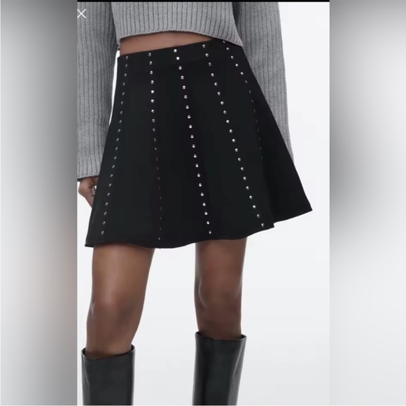 Zara Dresses & Skirts - Zara Black Studded Circle Skirt